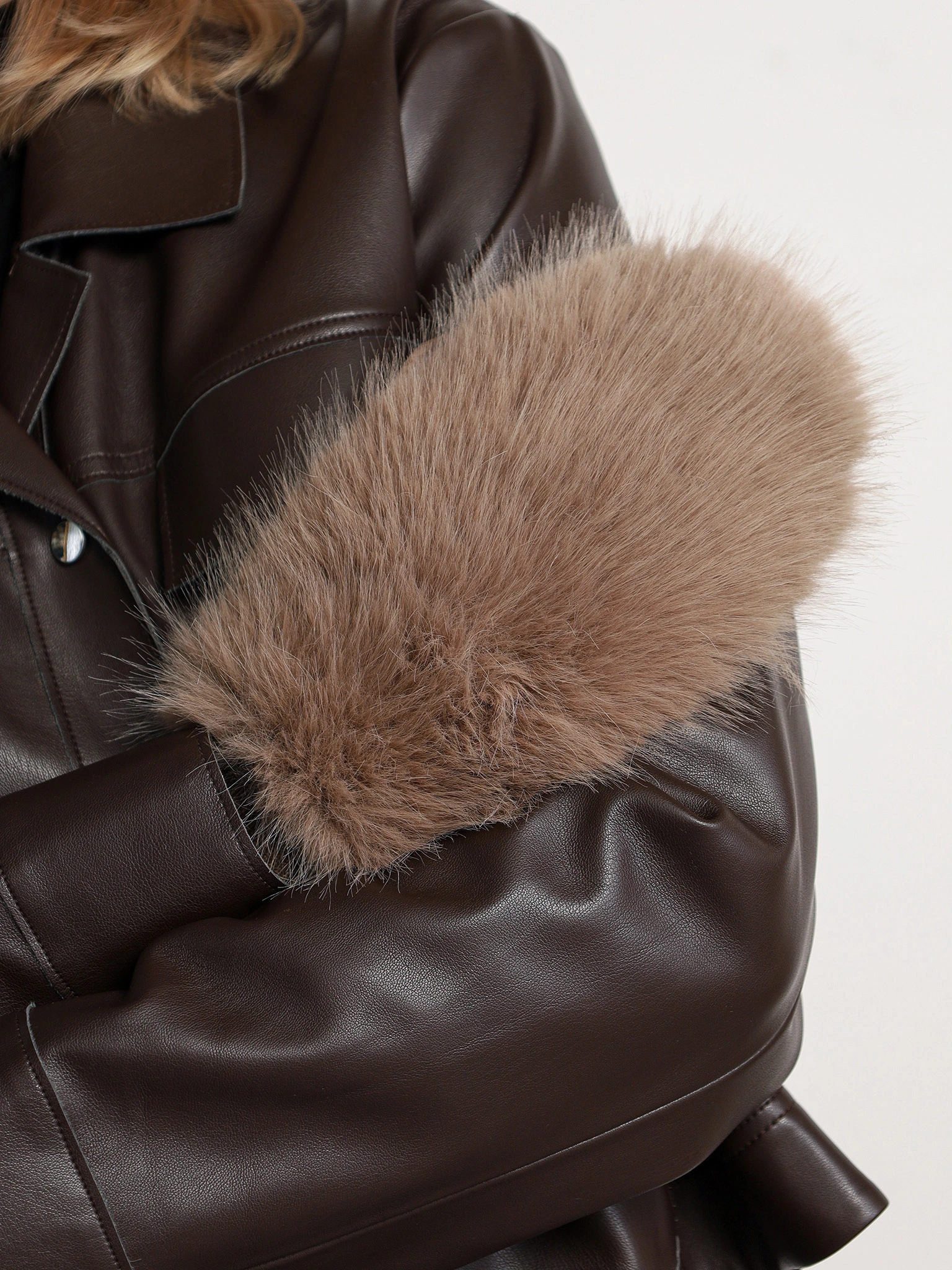 Варежки меховые комбинированные